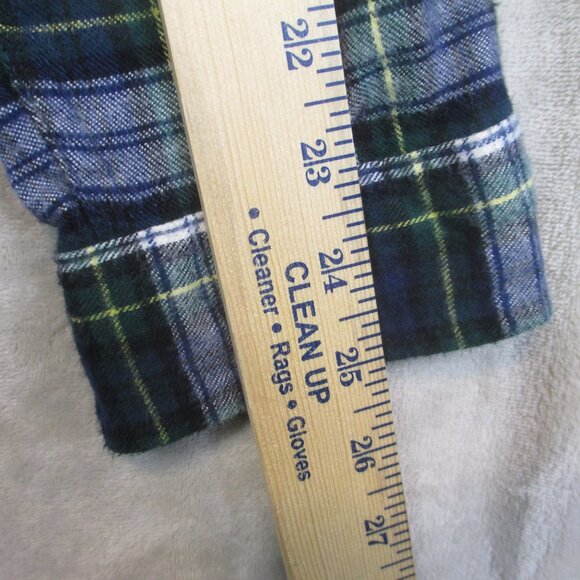 LL Bean Women's Scotch Plaid Flannel Shirt Relaxed Fit Size XL Cotton Green Blue - Picture 6 of 8